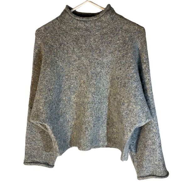 William Rast y2k Cotton and Wool Blend Mock Neck Oversize Sweater, Grey, XS. Jus - Picture 1 of 11
